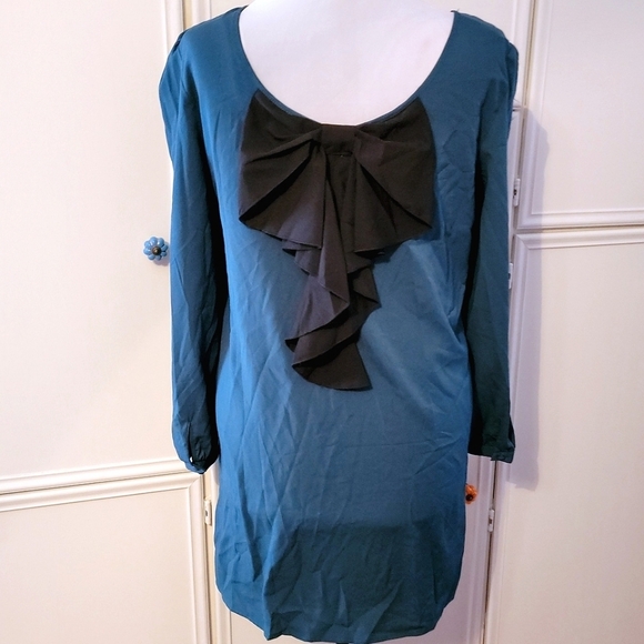 Cable & Gauge Teal Bow Back Mini Dress - Picture 3 of 6